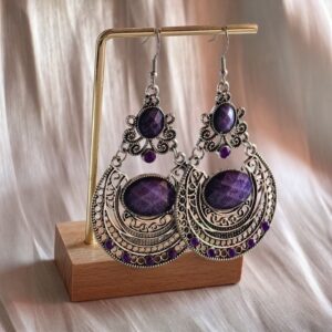 Lila Köves Bohém Fülbevaló